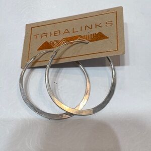 Tribal Links Sterling Silver Hoop Earrings